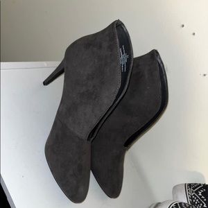 Grey suede heel boots
